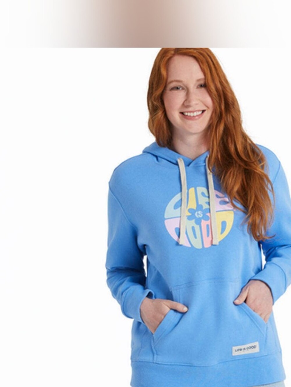 Life Is Good Light Blue Daisy Circle Psychedelic Simply True Fleece Hoodie